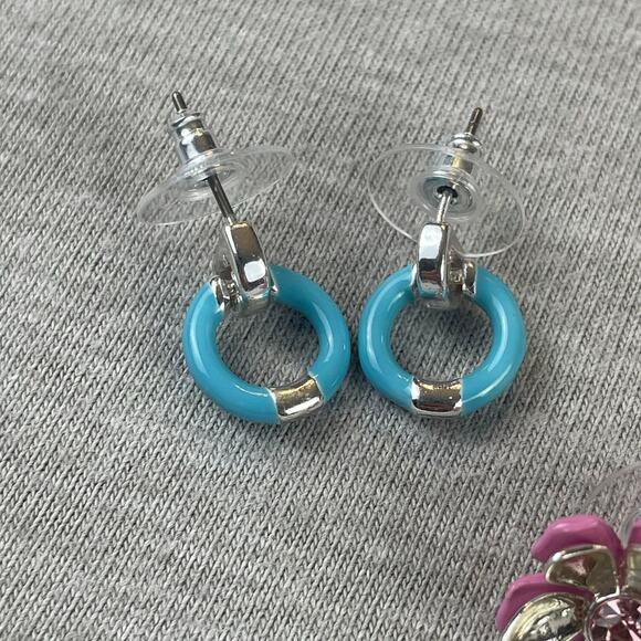 Bundle 3 Sets Pairs Napier Earrings Pink Blue Yellow Fashion New - Picture 4 of 7